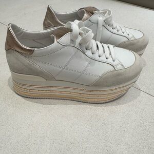 Hogan platform sneakers white leather/ pink silver 7.5/38 new no box